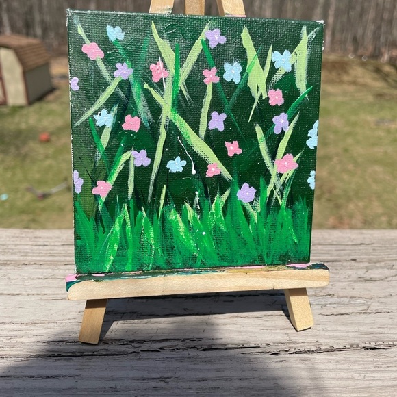 Green and Pink Impressionist Floral Painting Ode to Spring - Picture 2 of 2